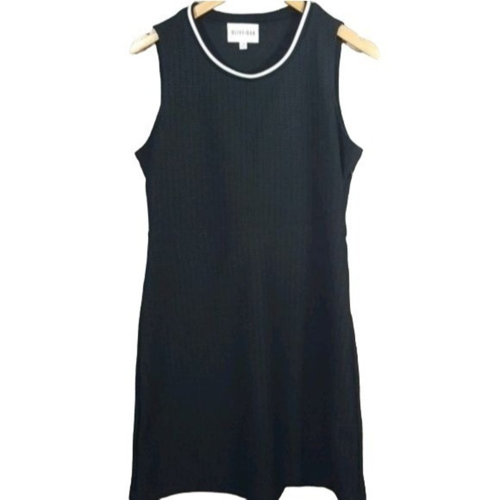 Olive + Oak Womens Dress Sleeveless Eyelet‎ Ribbed Trim Black Size Medium
